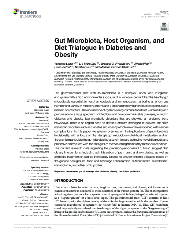 (PDF) Gut Microbiota, Host Organism, and Diet Trialogue in Diabetes and ...