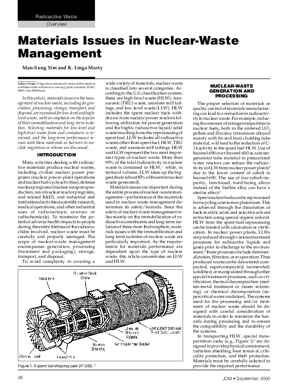 (PDF) Materials issues in nuclearwaste management Linga Murty Academia.edu