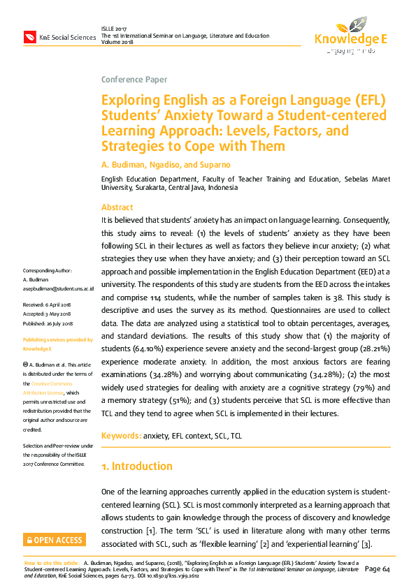 (PDF) Exploring English as a Foreign Language (EFL). Students’ Anxiety ...