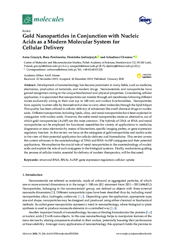 (PDF) Gold Nanoparticles in Conjunction with Nucleic Acids as a Modern ...