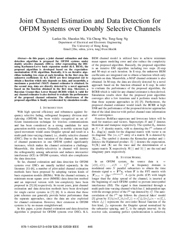 (PDF) Joint channel estimation and data detection for OFDM based ...