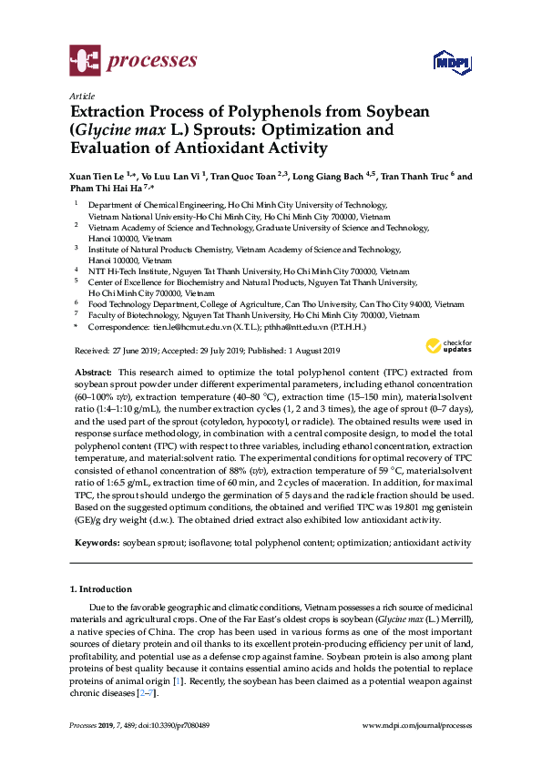 (PDF) Extraction Process of Polyphenols from Soybean (Glycine max L ...