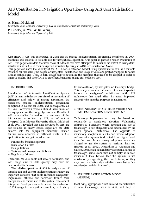 (PDF) AIS Contribution in Navigation Operation-Using AIS User ...