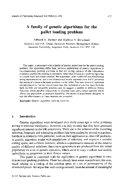(PDF) A family of genetic algorithms for the pallet loading problem