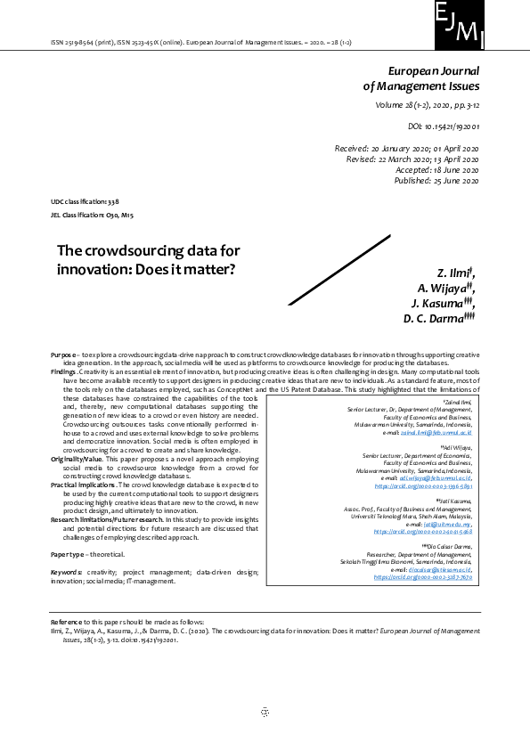 (PDF) The crowdsourcing data for innovation