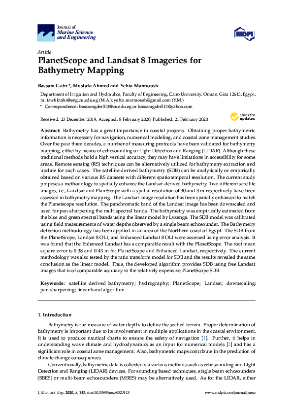 (PDF) PlanetScope and Landsat 8 Imageries for Bathymetry Mapping