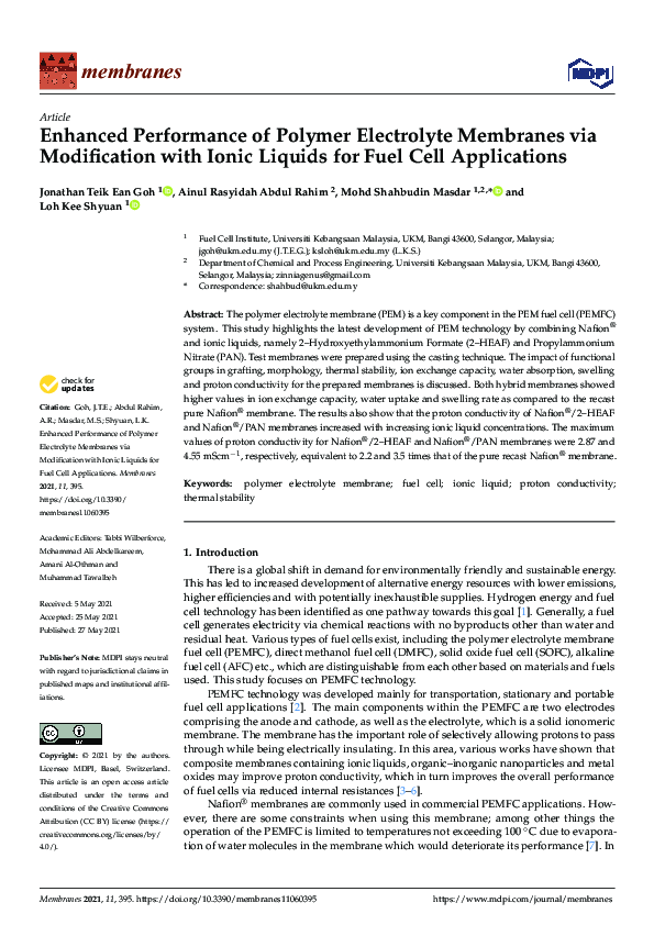 (PDF) Enhanced Performance of Polymer Electrolyte Membranes via ...