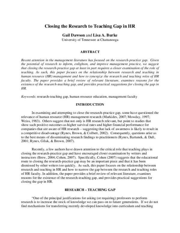 (PDF) Closing the research to teaching gap in HR