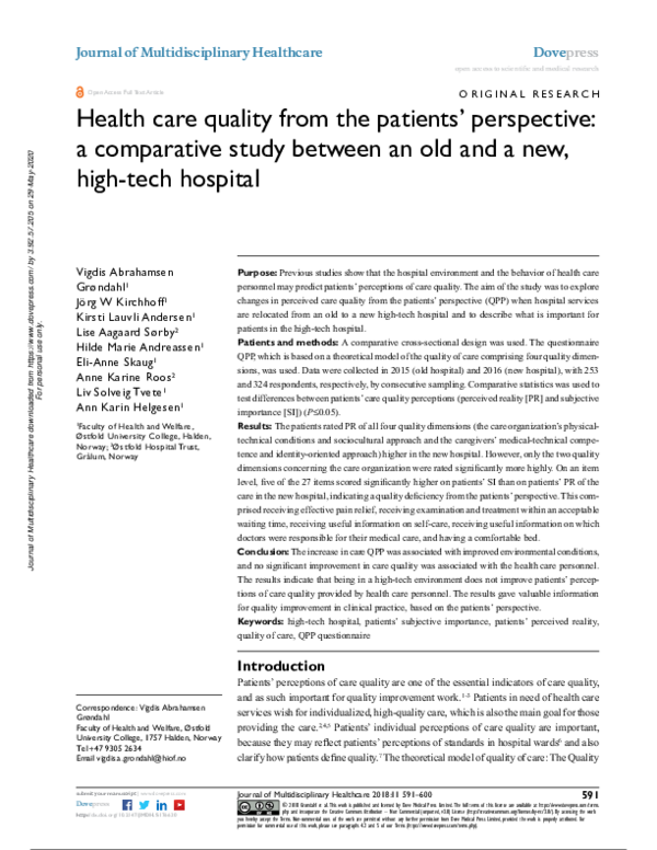 (PDF) Health care quality from the patients perspective: a comparative ...