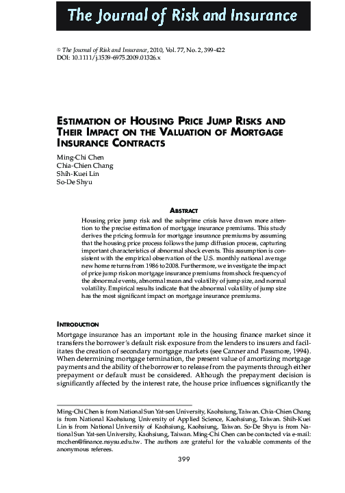 (PDF) Estimation of Housing Price Jump Risks and Their Impact on the ...