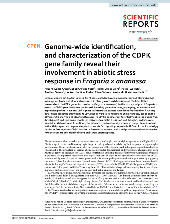(PDF) Genome-wide identification, and characterization of the CDPK gene ...