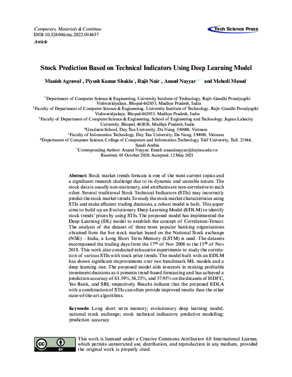 (PDF) Stock Prediction Based on Technical Indicators Using Deep ...