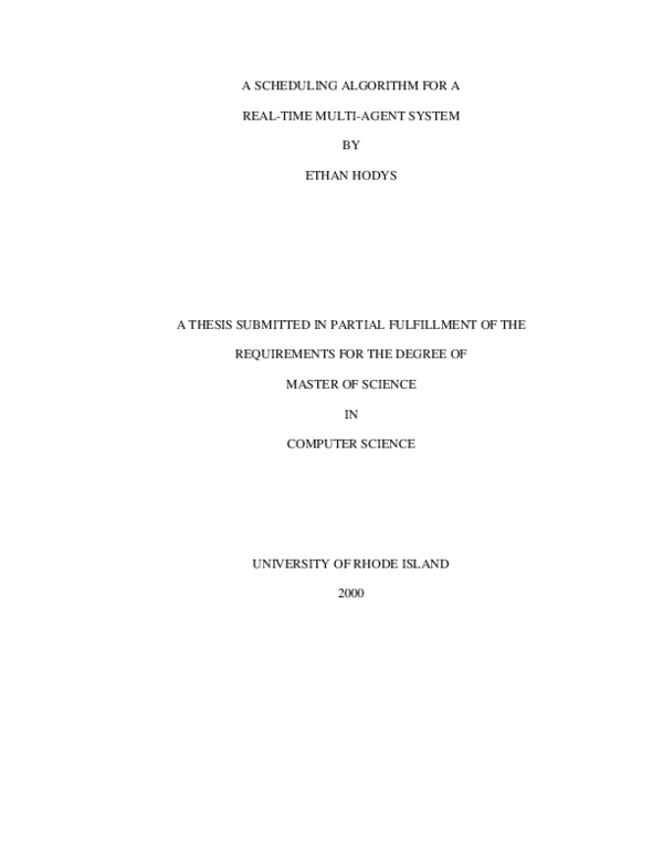 (PDF) A Scheduling Algorithm for a Real-Time Multi-Agent System