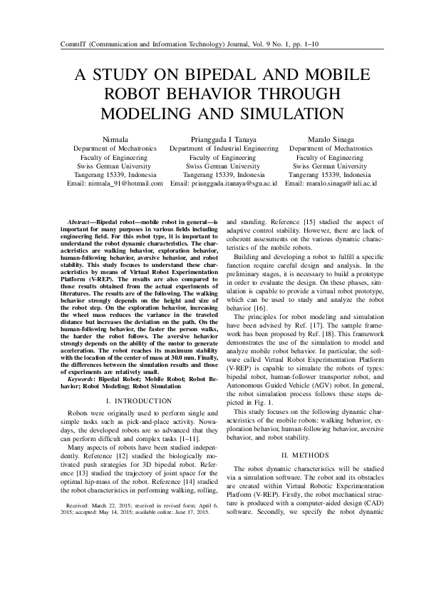 (PDF) A Study on Bipedal And Mobile Robot Behavior through Modeling And ...