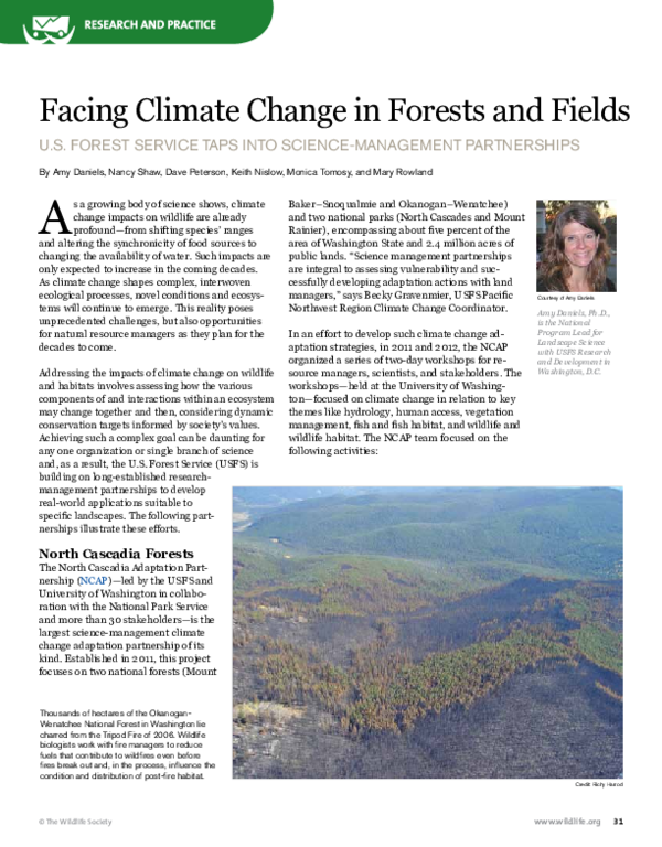(PDF) Facing climate change in forests and fields: US Forest Service ...
