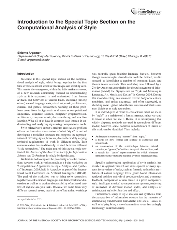 (PDF) Introduction to the special topic section on the computational ...