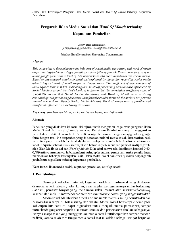 Pengaruh Iklan Media Online terhadap Penjualan PDF: Studi Literatur dan Implikasi Praktis