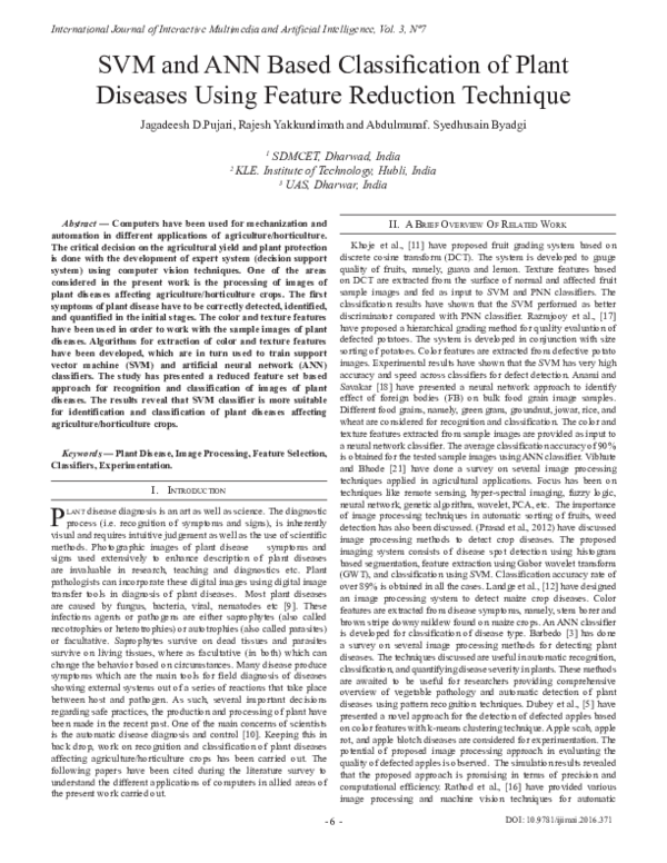 (PDF) SVM and ANN Based Classification of Plant Diseases Using Feature ...
