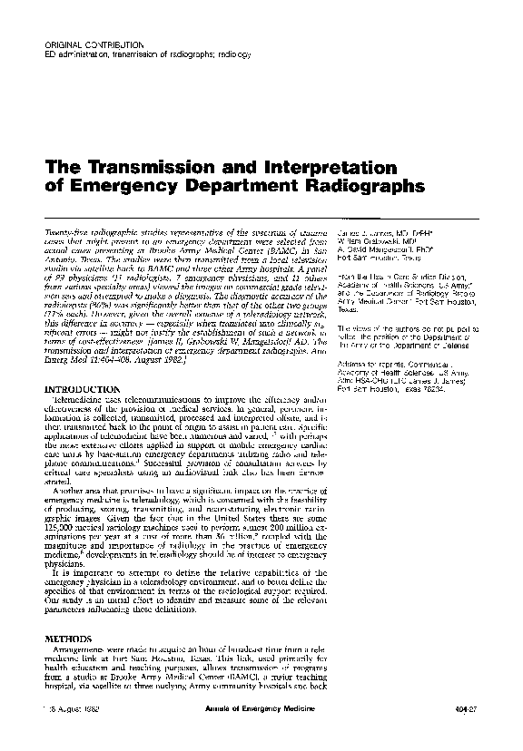 (PDF) The transmission and interpretation of emergency department ...