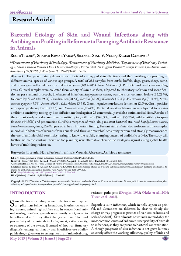 (PDF) Bacterial Etiology of Skin and Wound Infections along with ...