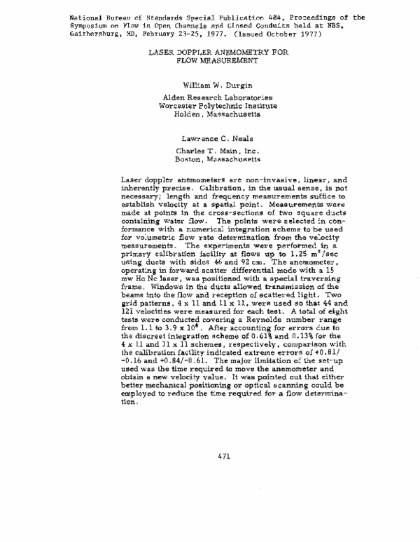 (PDF) Laser Doppler Anemometry for Flow Measurement William Durgin