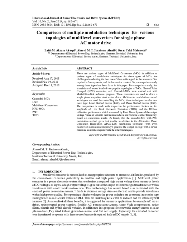 (PDF) Comparison of multiple modulation techniques for various ...