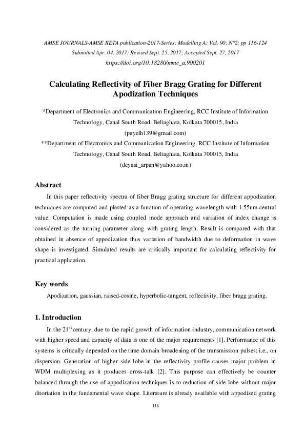 (PDF) Calculating Reflectivity of Fiber Bragg Grating for Different ...