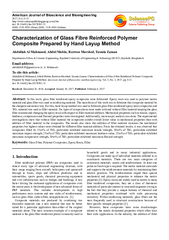 (PDF) Characterization of Glass Fibre Reinforced Polymer Composite ...