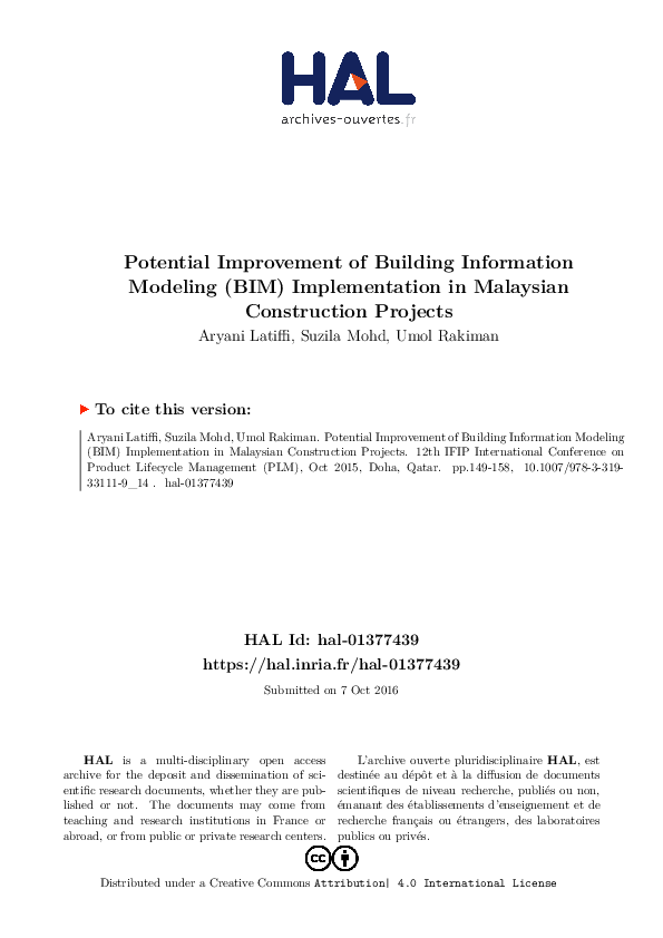 Pdf Potential Improvement Of Building Information Modeling Bim Implementation In Malaysian Pdf Potential Improvement Of Building Information Modeling Bim Implementation In Malaysian