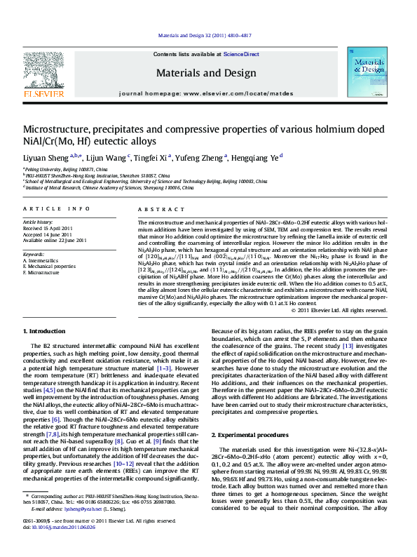 (PDF) Microstructure, precipitates and compressive properties of ...