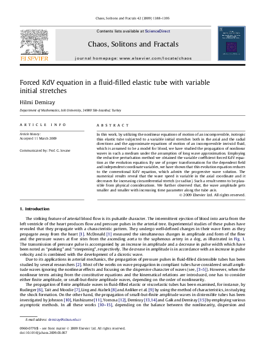 (PDF) Forced KdV equation in a fluid-filled elastic tube with variable ...
