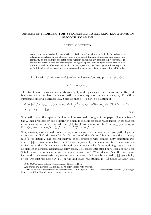 (PDF) Dirichlet problem for stochasticparabolic equations in smoothdomains
