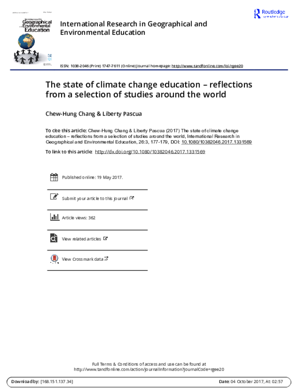 (PDF) The state of climate change education – reflections from a ...