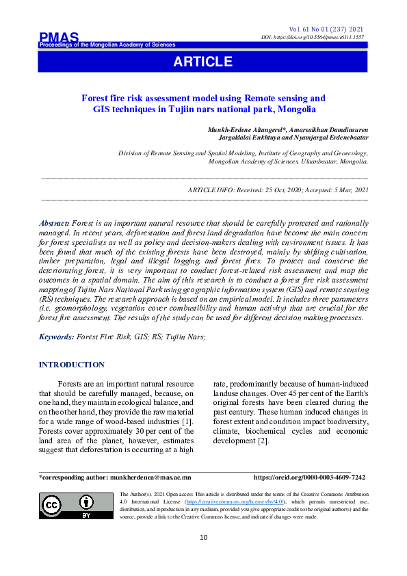 (PDF) Forest fire risk assessment model using Remote sensing and GIS ...