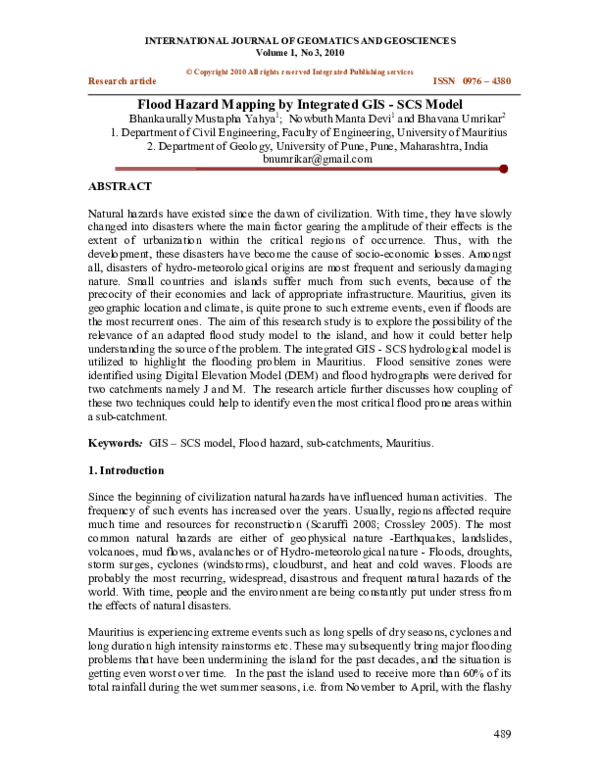 (PDF) Flood Hazard Mapping by Integrated GIS SCS Model