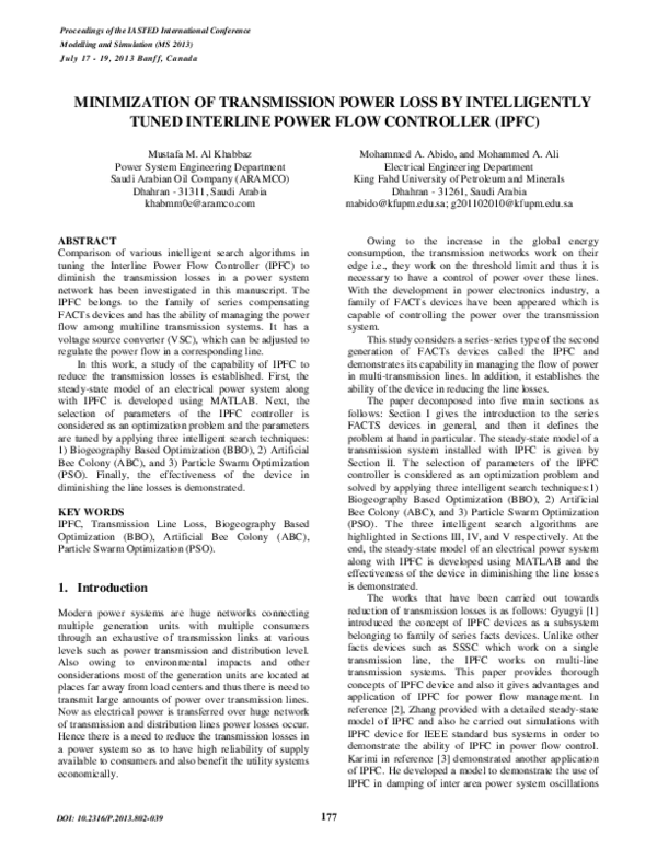 (PDF) Minimization of Transmission Power Loss by Intelligently Tuned