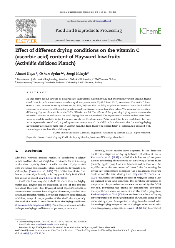 (PDF) Effect of different drying conditions on the vitamin C (ascorbic ...