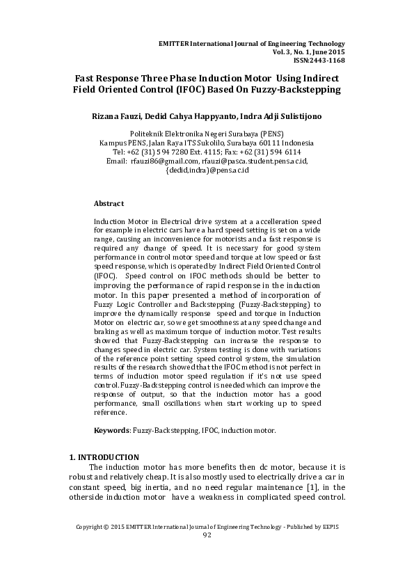 (PDF) Fast Response Three Phase Induction Motor Using Indirect Field ...