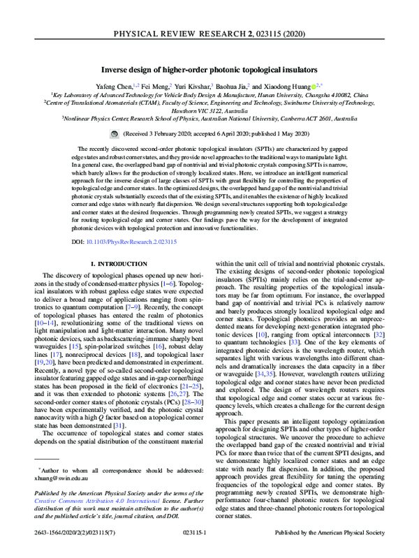 (PDF) Inverse design of higher-order photonic topological insulators