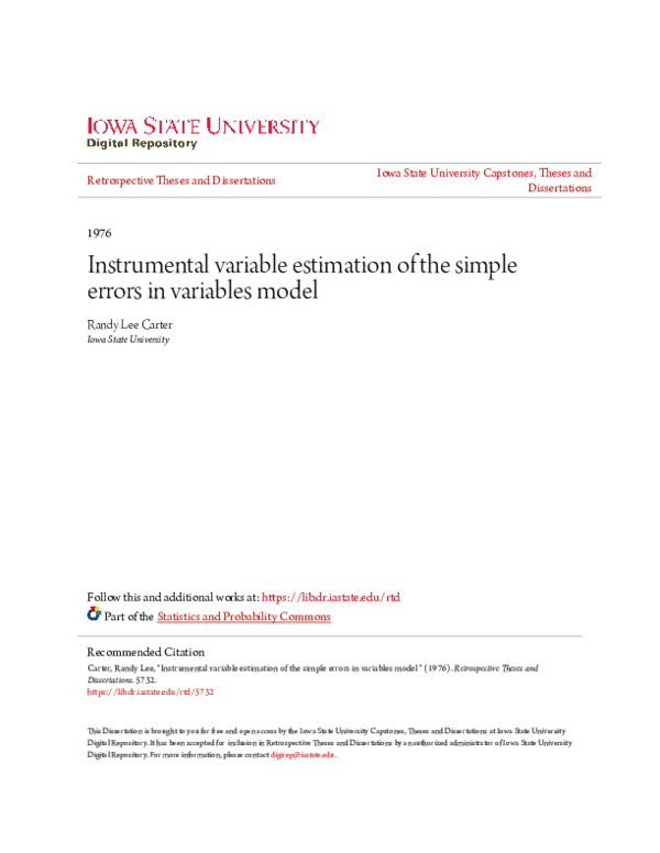 (PDF) Instrumental Variable Estimation of the Simple Errors-in ...