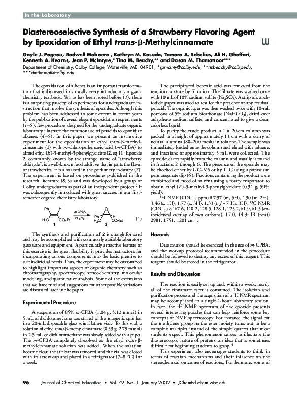 (PDF) Diastereoselective synthesis of a strawberry flavoring agent by ...