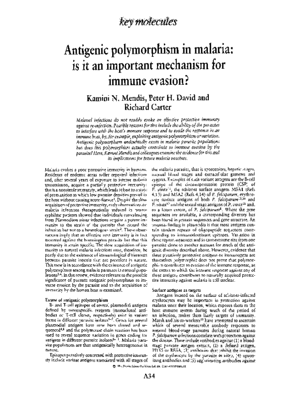 (PDF) Antigenic polymorphism in malaria: is it an important mechanism ...