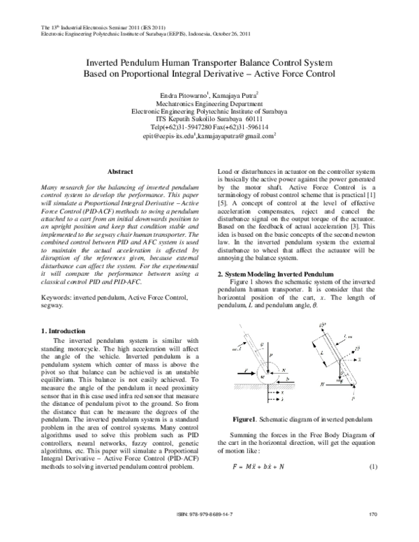 (PDF) Inverted Pendulum Human Transporter Balance Control System Based ...