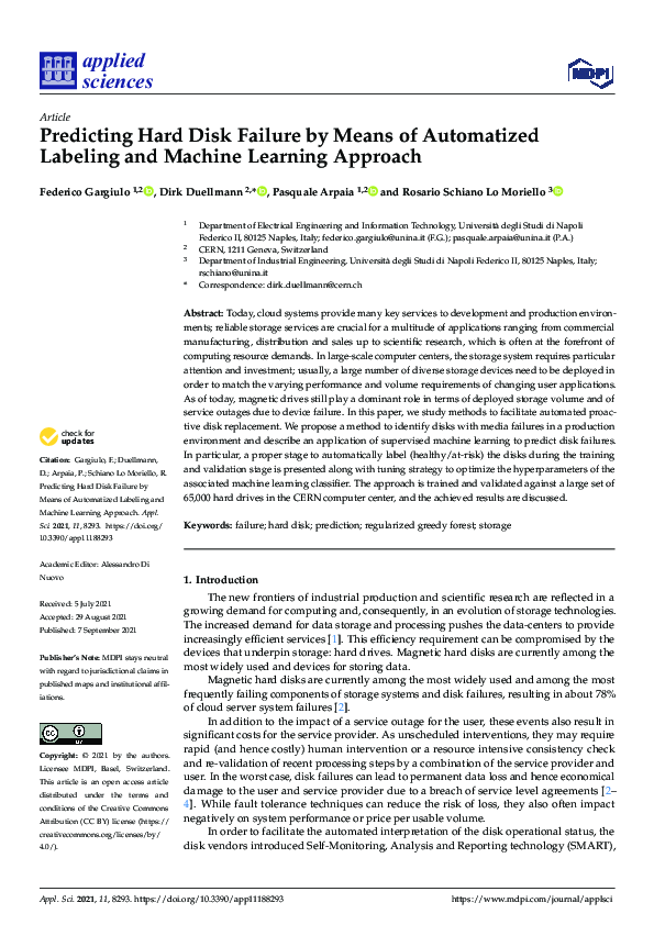 (PDF) Predicting Hard Disk Failure by Means of Automatized Labeling and ...