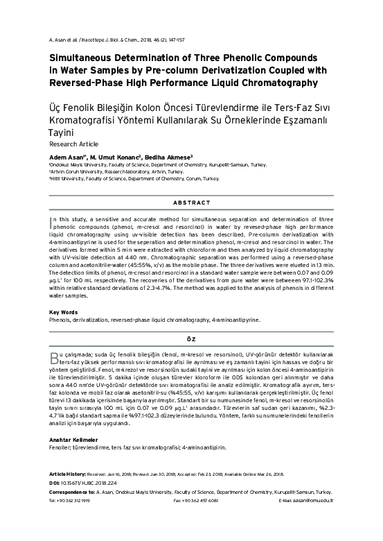 (PDF) Simultaneous Determination of Three Phenolic Compounds in Water ...