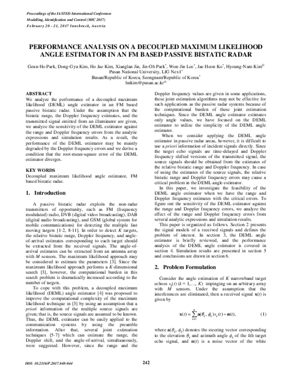 (PDF) Performance Analysis on a Decoupled Maximum Likelihood Angle ...