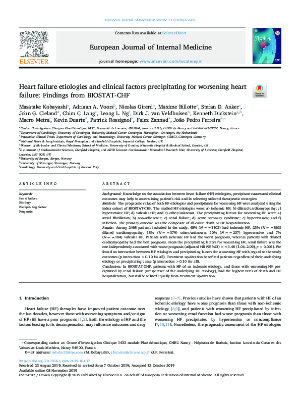 (PDF) Heart failure etiologies and clinical factors precipitating for ...