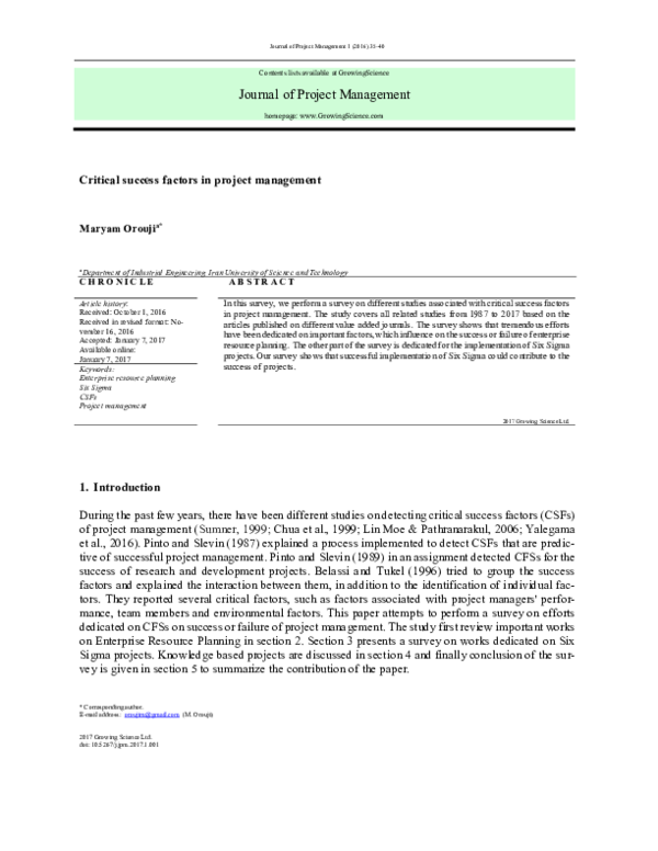 (PDF) Critical success factors in project management globally and how ...
