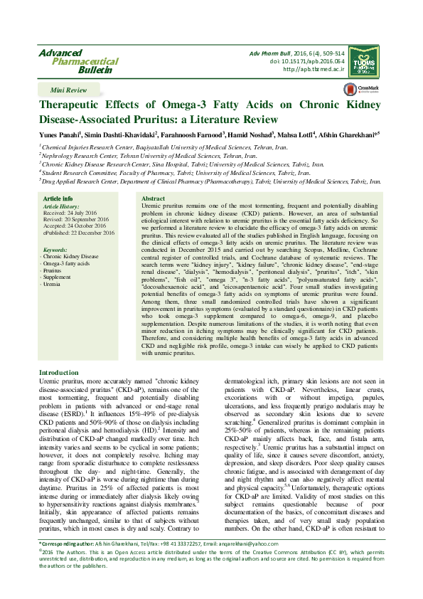 (PDF) Therapeutic Effects of Omega-3 Fatty Acids on Chronic Kidney ...