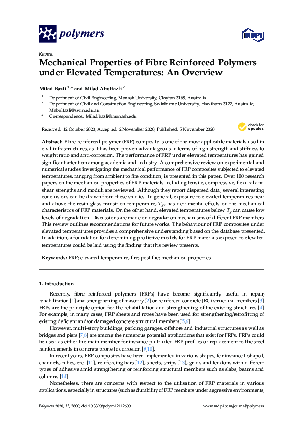 (PDF) Mechanical Properties of Fibre Reinforced Polymers under Elevated ...